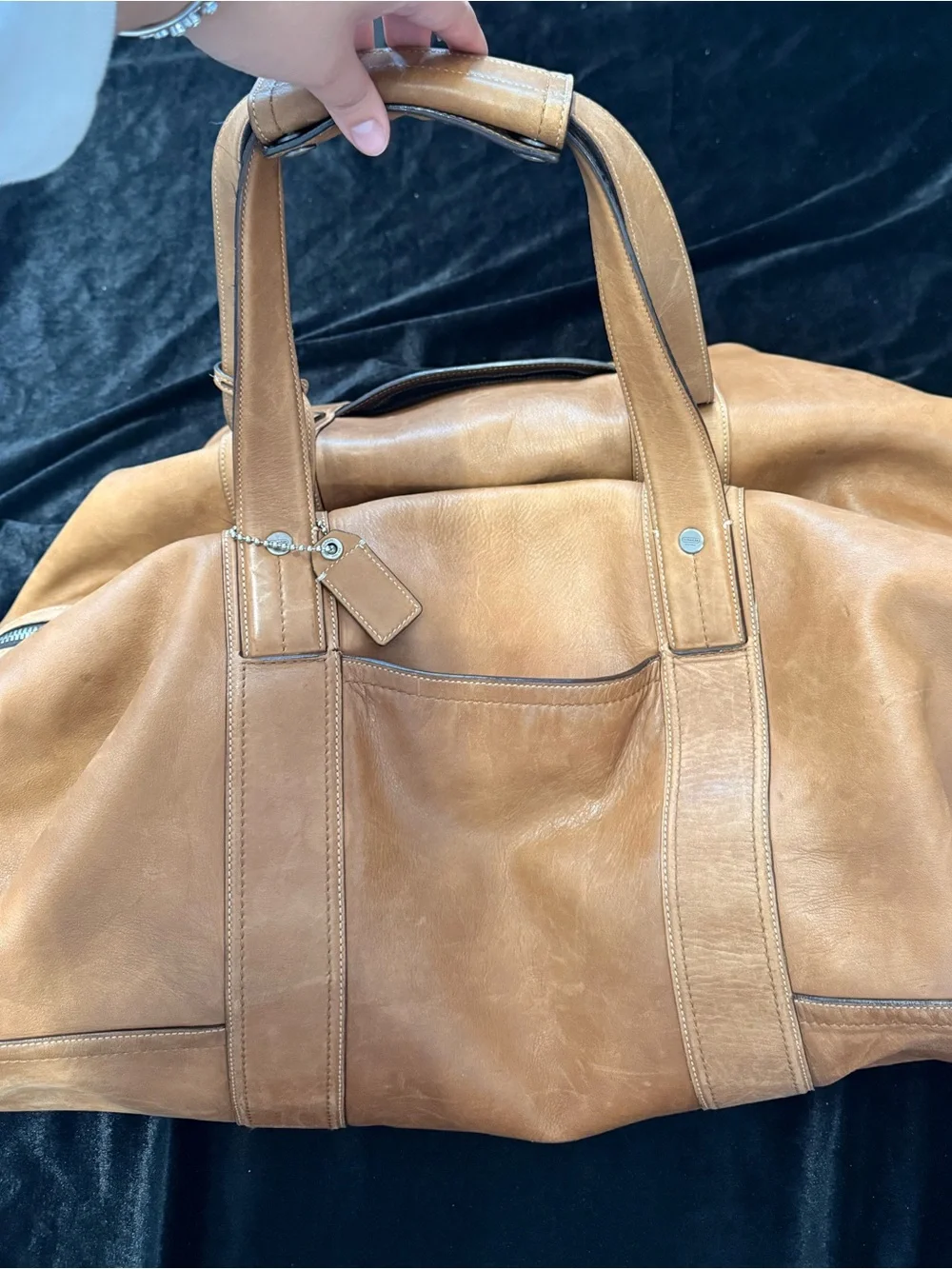 Coach 2006 5J03 Men's Leather Weekender Bag - Tan